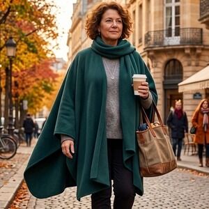 Eric Lewis of Dublin Wool Cashmere Cape Scarf Forest Green Ireland One Size OS